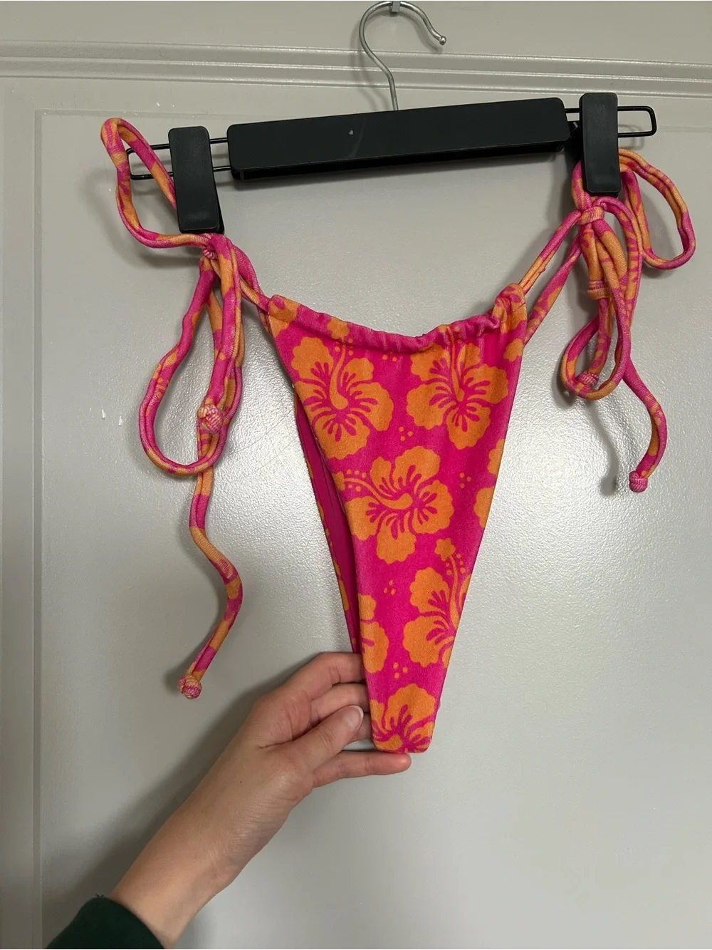 Frankie's Bikinis Tia Terry Pink & Orange Floral Wrap Bikini Bottoms